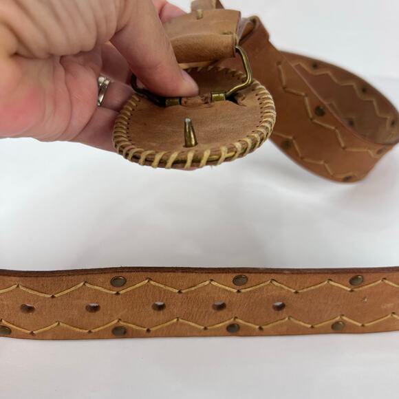XXL Leatherbound Plate Hook Buckle Embellished Studded Women's Belt  XXL Western - Picture 5 of 12